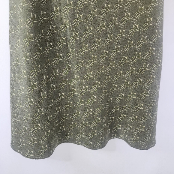 Y2K NY & Co Green Print Silk Slip Skirt - Picture 4 of 7